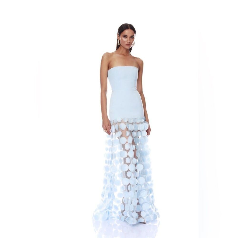NEW BRONX AND BANCO Harper Strapless Powder Blue Gown with Appliqué, wedding - Picture 3 of 16